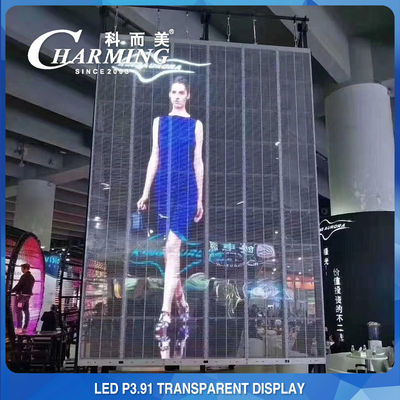 Dinding Video LED Transparan Penuh Warna 1000X500mm P3.91 Kabinet Layar LED Luar Ruangan